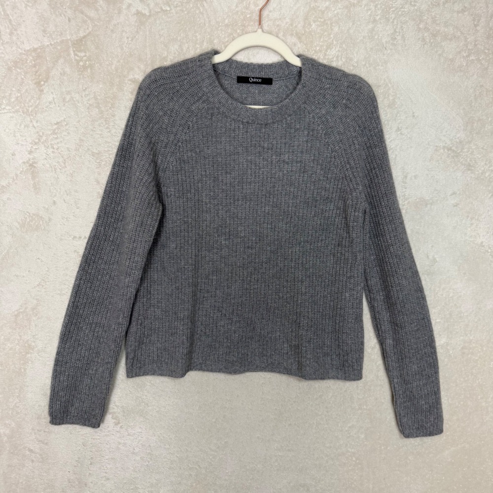 Quince 100% Mongolian Cashmere Fisherman Crewneck Sweater Luxury Minimalist Rich
